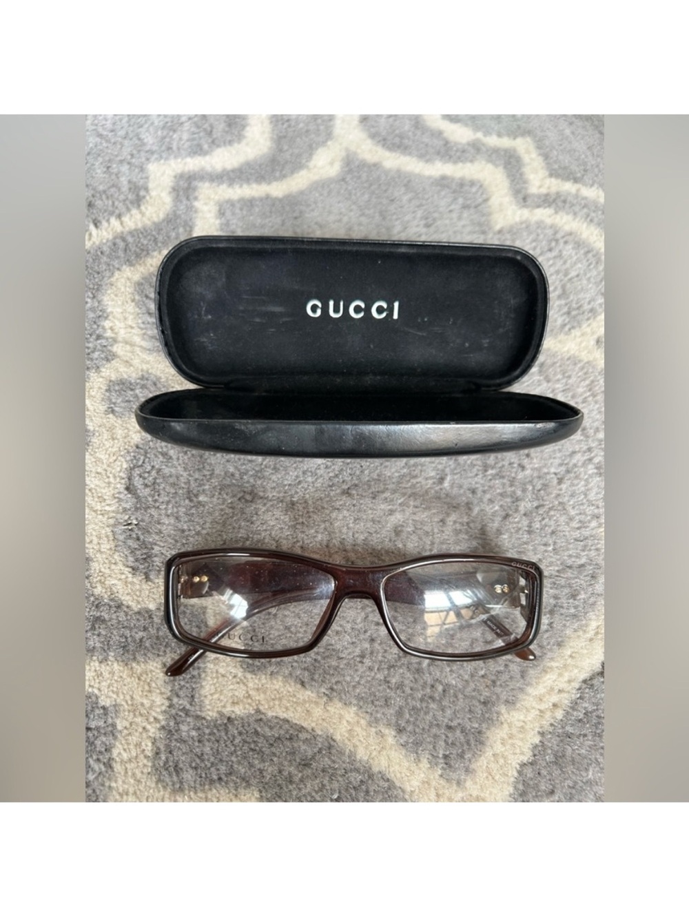 Gucci Brown Rectangular GG 2583 43K Unisex Collection Glasses and Case